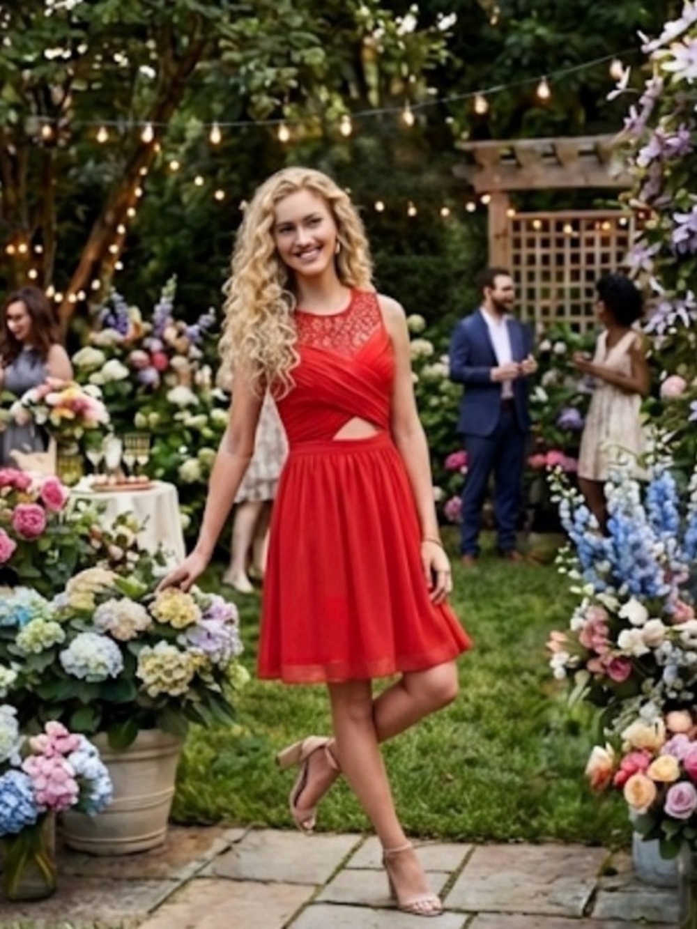 Gianni Bini Red Lace Dress Size 6
